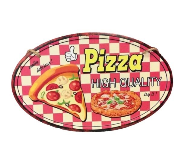 Placa Metálica Ovalada Hamburger, Pizza, Pop Corn - Image 4